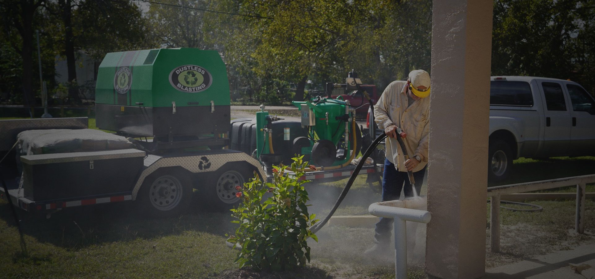 Mobile dustless blasting in progress in Northern Virginia